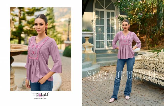 Melody Vol 3 By Lily And Lali Premium Short Embroidery Ladies Top Wholesale Shop In Surat
